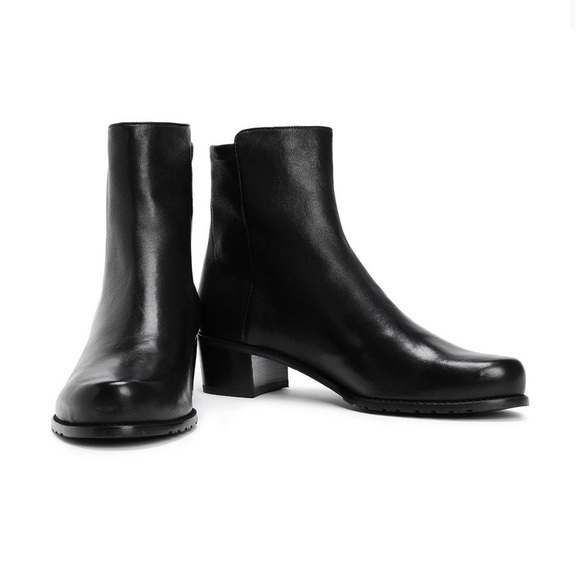 Stuart Weitzman Easyon Booties Black Leather Size 8 - Picture 2 of 5